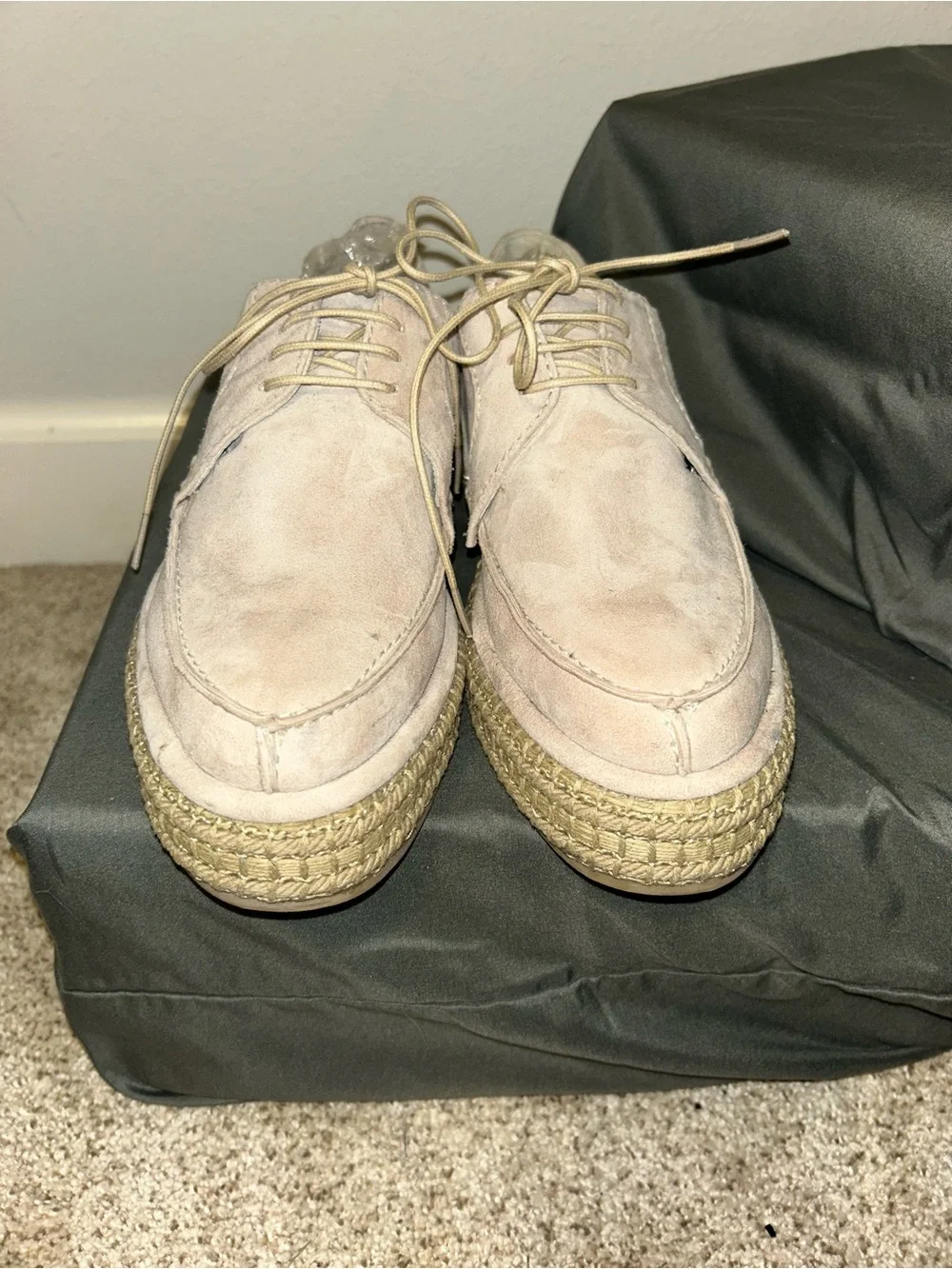 NEW Rachel Comey Beige Suede Espadrille Platform Lace-Up Shoes Sz 9.5